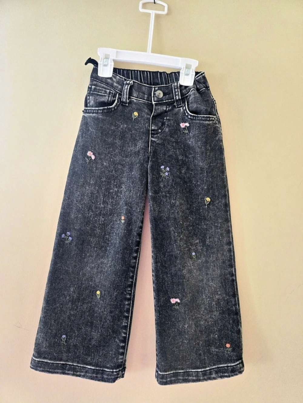 Cat & Jack Toddler Girls' Floral Embroidery Wide Leg Denim Floral Wide Leg Jeans